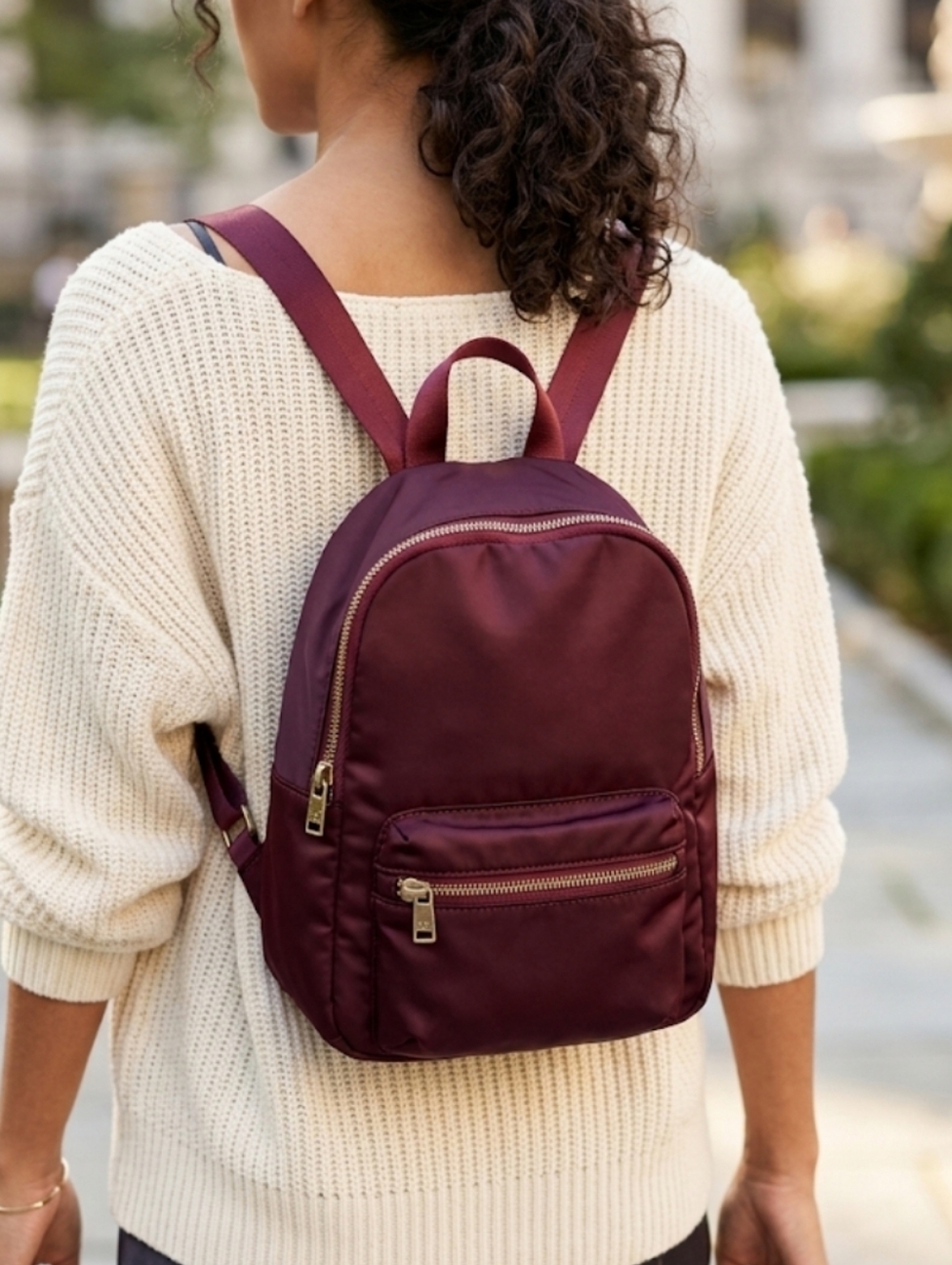 Hollister Burgundy Nylon Mini Backpack